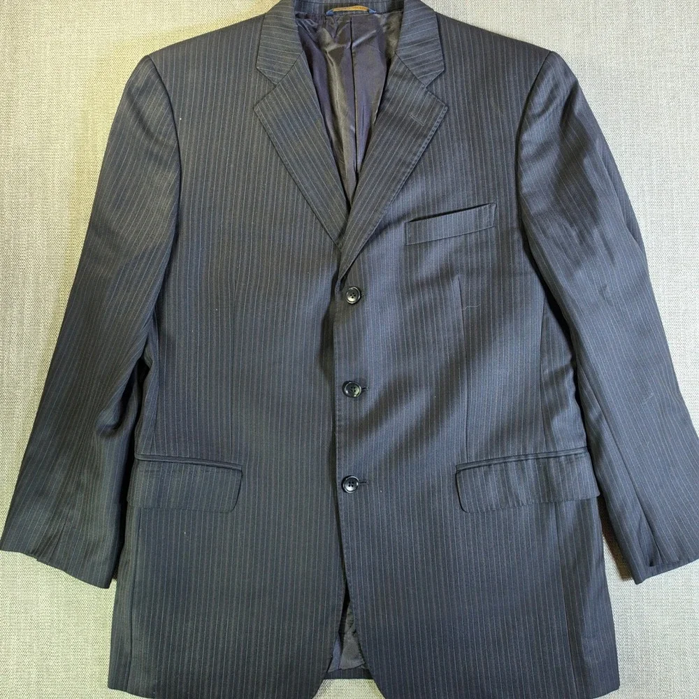 Brooks Brothers Regent Loro Piana Blazer Mens 44R Navy Blue Pinstripe 1818‎ Wool